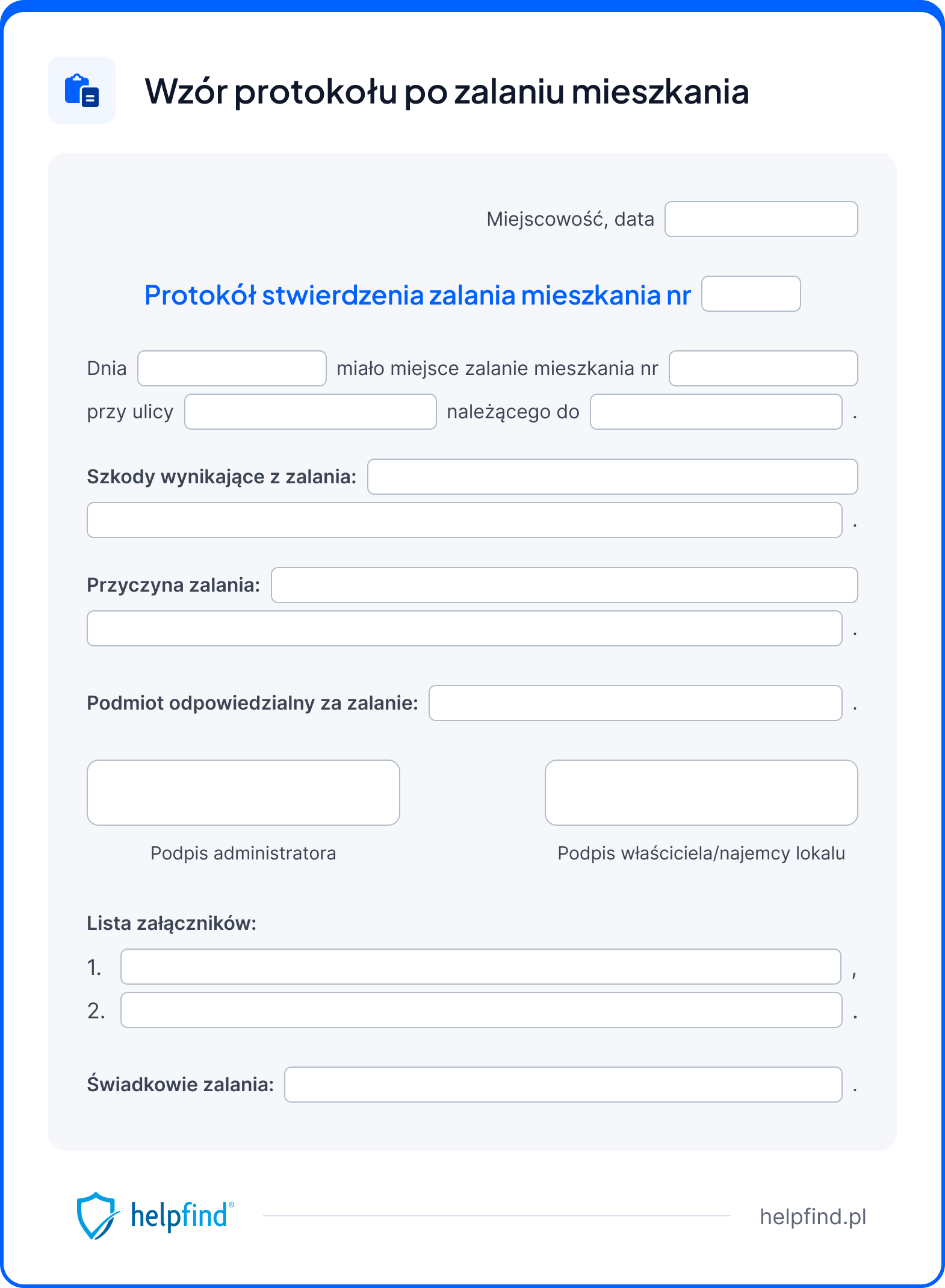 zalanie mieszkania protokół wzór 