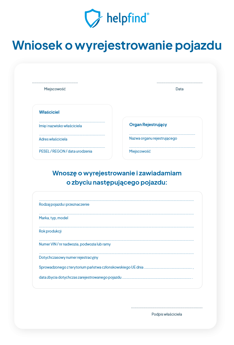 wniosek o wyrejestrowanie pojazdu