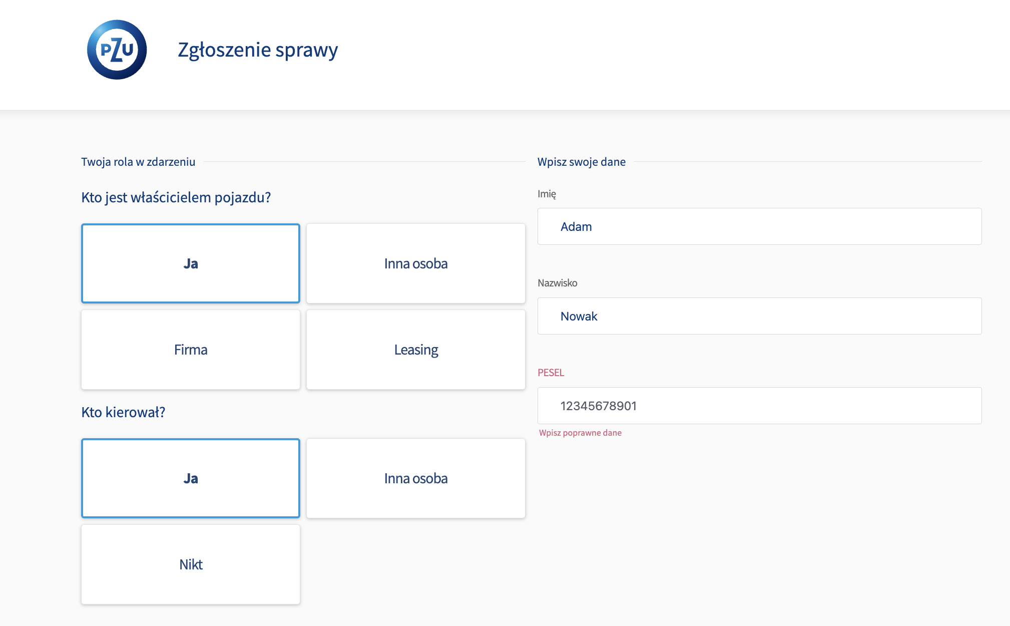 proces zgłoszenia szkody w PZU
