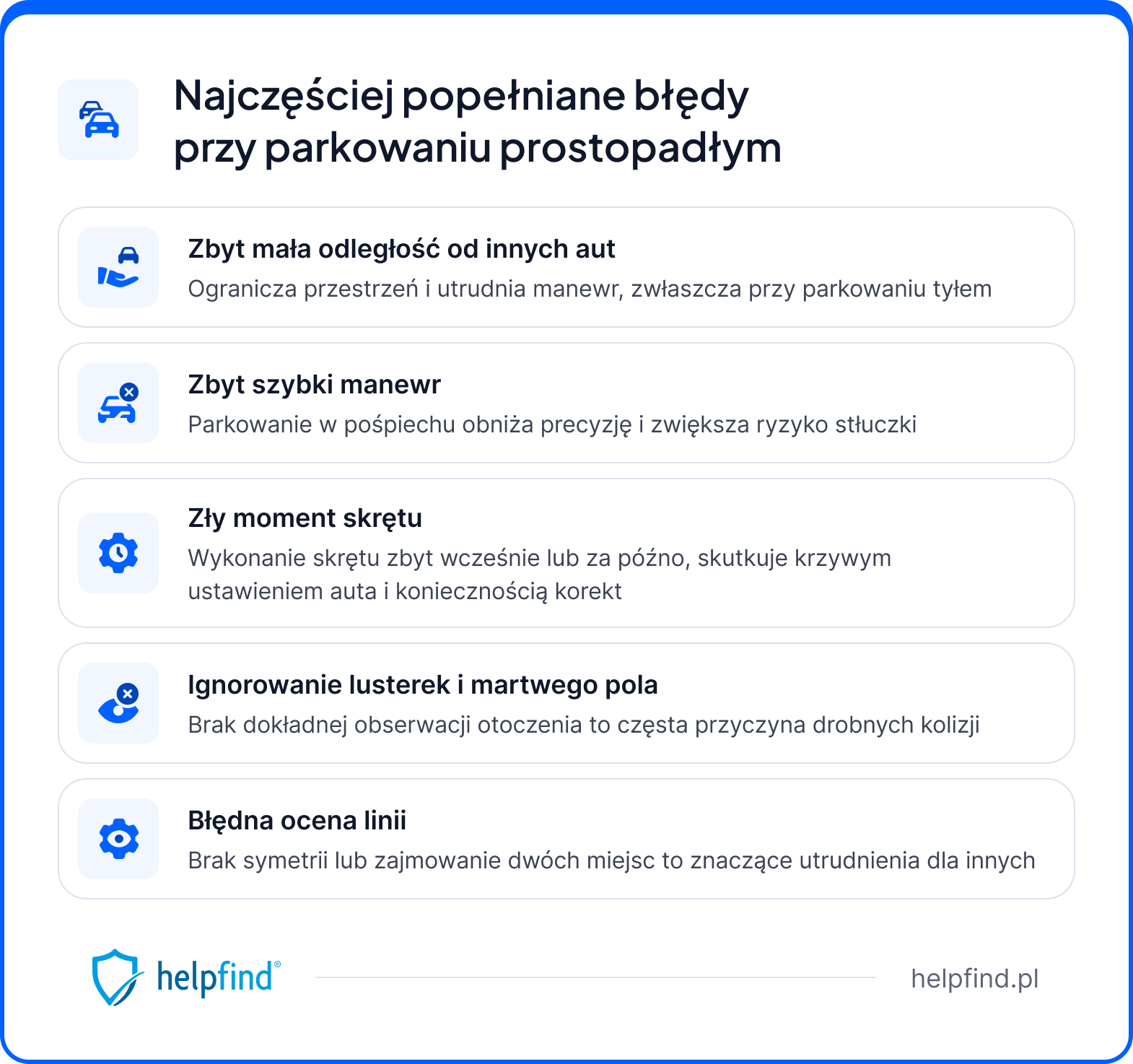 parkowanie prostopadłe - błędy